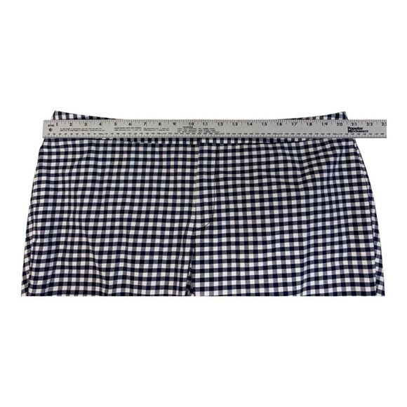 Gingham Cropped Pants, Checkered Ankle Trousers, Navy and White, Career Casual - Picture 7 of 8